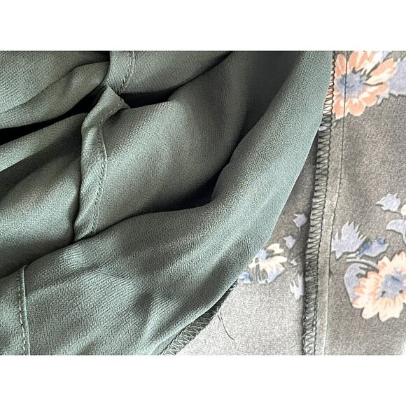 Astr The Label Green Floral Ruched Long Sleeve Midi Dress XS Slit lined Bra NWOT - Picture 8 of 8